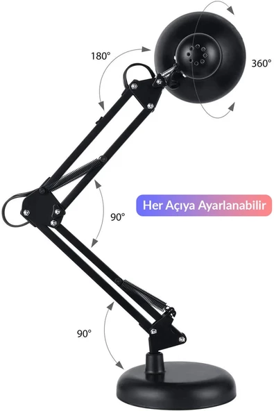 fullreyon Metal Masa Lambası, Akrobat Yaylı 360° Açılı Ayarlanabilir, Hareketli Modern Çalışma Masası Lambası - 4