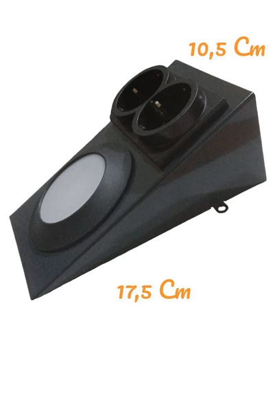 fullreyon Antrasit Metal Kasa, Çift Prizli, 2,5 Watt BEYAZ IŞIK Ledli Aç - Kapa Düğmeli Tezgah, Dolap Armatürü - 3