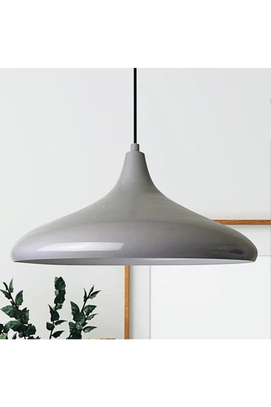 fullreyon Modern Metal Sarkıt, Salon, Hol, Mutfak Avizesi, Gri Renk Metal Avize, 36 Cm Çapında Metal Avize