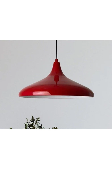 fullreyon Modern Metal Sarkıt, Salon, Hol, Mutfak Avizesi, Kırmızı Renk Metal Avize, 36 Cm Çapında Metal Avize