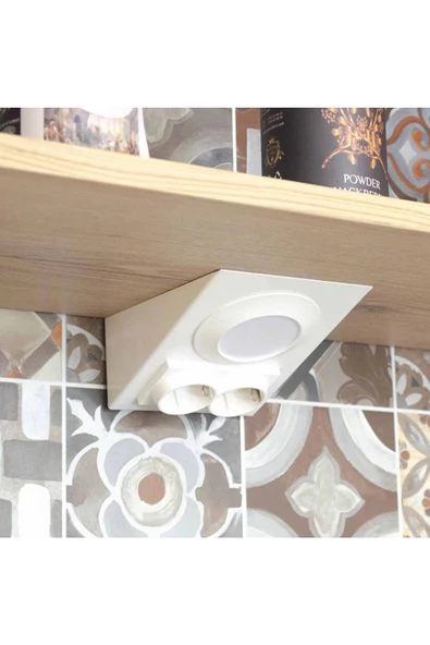 fullreyon Metal Kasa, Çift Prizli, Aç - Kapa Düğmeli, 2,5 Watt Günışığı Ledli Tezgah - Dolap Armatürü - 3