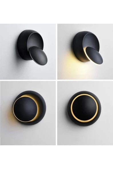 fullreyon Elektrikle Çalışır, SİYAH Alüminyum Kasa, Oynarbaş Yatakbaşı Aplik, 6 Watt Günışı Modern Led Armatür - Resim 5