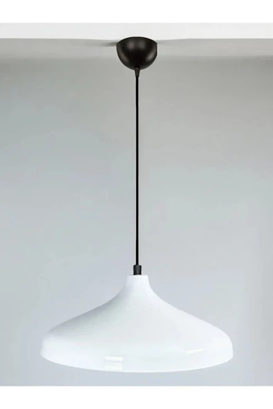 fullreyon Modern Metal Sarkıt, Salon, Hol, Mutfak Avizesi, Beyaz Renk Metal Avize, 36 Cm Çapında Metal Avize