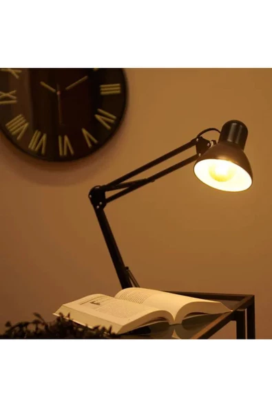 fullreyon Ultra Kaliteli, Metal Kasa, Modern Tasarım Mengeneli Portatif, Masaya Monte Edilir Çalışma Lambası