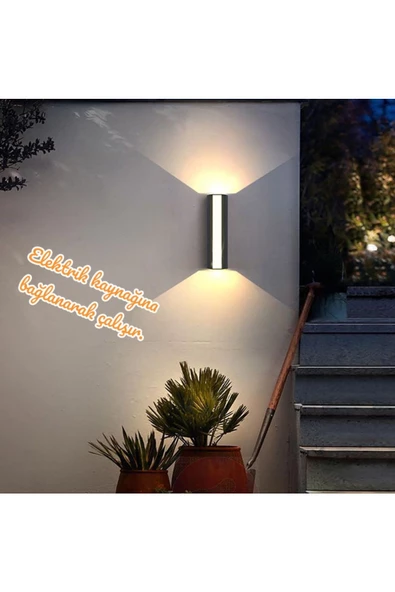 fullreyon 12 Watt Günışığı Ledli Modern Tasarım İç ve Dış Mekan Aplik, Bahçe Aydınlatma Armatürü, Duvar Aplik