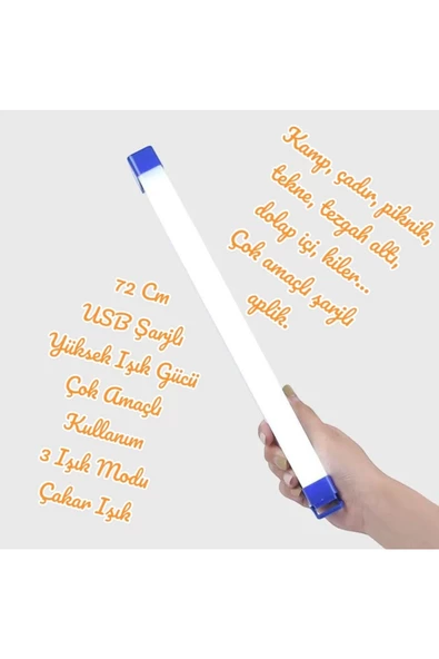 fullreyon Şarzlı, 72 CM,  30 Watt, Acil Yardım Modlu, Dimli, Tekne, Çadır, Tezgah Altı Armatür, USB Şarzlı - 5