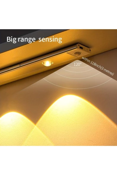 fullreyon Sensörlü, Şarjlı, 3 Işık Renkli, 30 CM Alüminyum Kasa, Işık Desenli, Çok Amaçlı Modern Led Aplik - 6