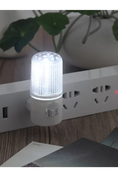 fullreyon 10 Adet 1 Watt Beyaz Işık, Çok Kaliteli, Fişli, Aç - Kapa Düğmeli Gece Lambası, 8 Cm Gece Lambası - 2