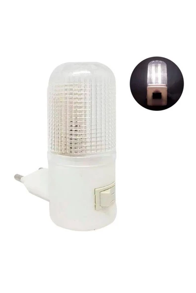 fullreyon 10 Adet 1 Watt Beyaz Işık, Çok Kaliteli, Fişli, Aç - Kapa Düğmeli Gece Lambası, 8 Cm Gece Lambası - 6