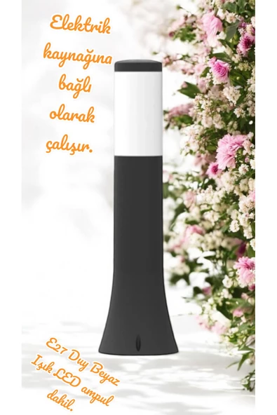 fullreyon 10 Watt Beyaz Işık, 54 Cm Bahçe Duvar, Çim, Yürüyüş Yolu Armatürü, Bahçe Aydınlatma Apliği, Armatür