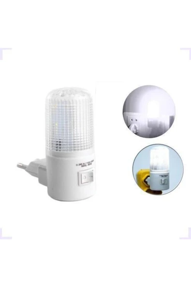 fullreyon 10 Adet 1 Watt Beyaz Işık, Çok Kaliteli, Fişli, Aç - Kapa Düğmeli Gece Lambası, 8 Cm Gece Lambası - 7