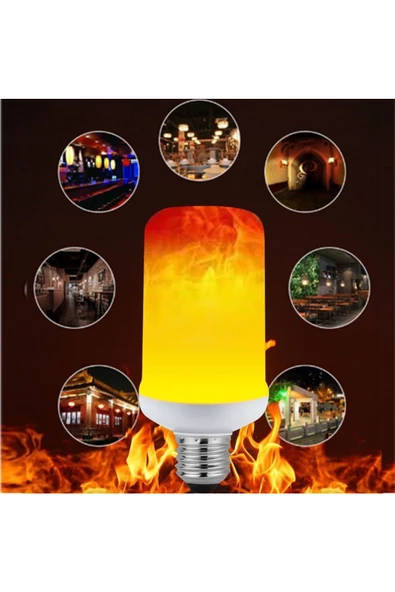fullreyon 2 Adet 3 Işık Modlu, Alev Efektli, 5 Watt, E27 Duy Led Ampul, Alev Efektli Çok Kaliteli Led Ampul - 5
