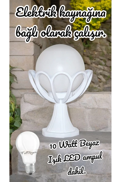 fullreyon Beyaz Işık 10 W. Led Ampul Dahil Dekoratif Bahçe Duvar Aydınlatma Armatürü Set Üstü Dekoratif Aplik