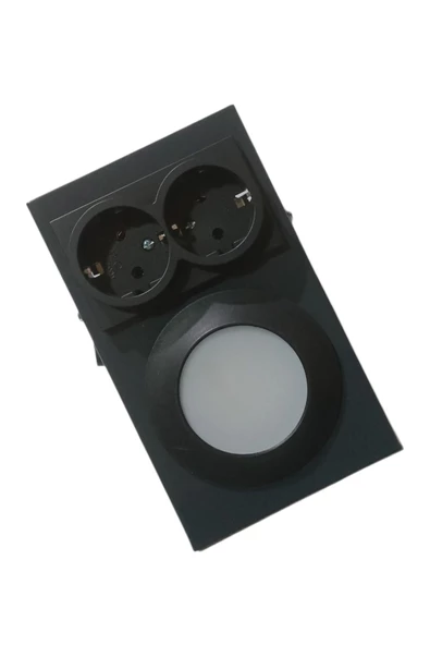 fullreyon Antrasit Metal Kasa, Çift Prizli, 2,5 Watt BEYAZ IŞIK Ledli Aç - Kapa Düğmeli Tezgah, Dolap Armatürü - 4