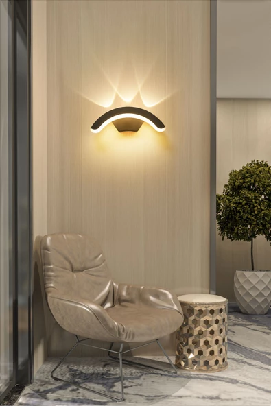 fullreyon 12 Watt Modern Tasarım Led Aplik, Kapı Giriş Apliği, Bahçe, Balkon, Salon, Teras, Kamelya Armatürü - 2