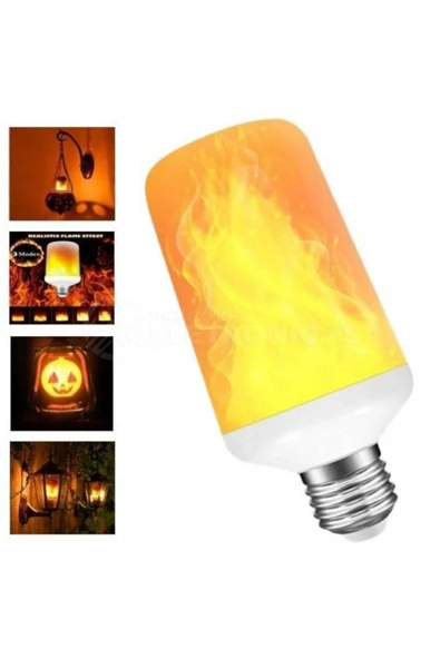 fullreyon 4'lü Paket 3 Işık Modlu, Alev Efektli 5 Watt, E27 Duy Led Ampul, Alev Efektli Çok Kaliteli Led Ampul - 8