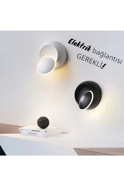 fullreyon 2 Adet Elektrikle Çalışır, BEYAZ ve SİYAH Alüminyum Kasa, Modern Aplik, 6 Watt Günışı Led Armatür