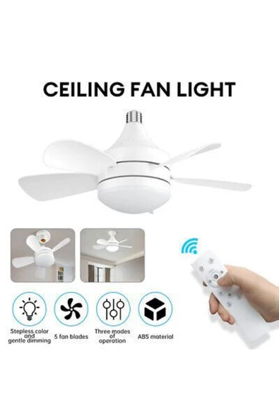 fullreyon Çok Kaliteli, 3 Işık Modlu, Pervaneli, Kumandalı Serinleten Led Ampul, 62 Watt Pervaneli Fan Ampul - 2