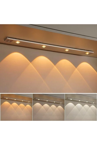 fullreyon 60 Cm, Sensörlü, Şarjlı, 3 Işık Renkli, Alüminyum Kasa, Işık Desenli, Çok Amaçlı Modern Led Aplik - 4