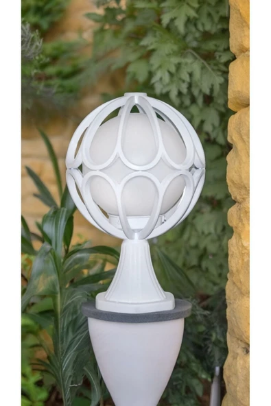 fullreyon Beyaz Işık 10 W. Led Ampul Dahil Bahçe Duvar Aydınlatma Armatürü, Set Üstü Dekoratif Beyaz Aplik - Resim 2
