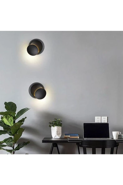 fullreyon Elektrikle Çalışır, SİYAH Alüminyum Kasa, Oynarbaş Yatakbaşı Aplik, 6 Watt Günışı Modern Led Armatür - Resim 3