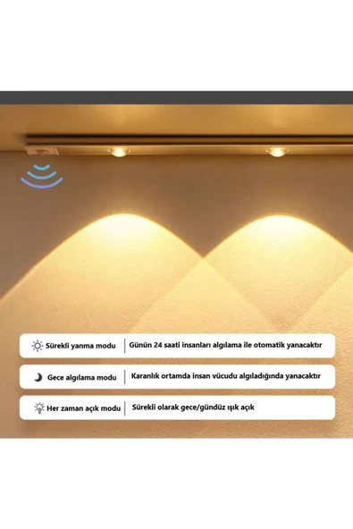 fullreyon 40cm Harekete Duyarlı Led Sensörlü Usb Şarj Dim Edilebilir Taşınabilir Mutfak, Dolap, Gece Lambası - 4