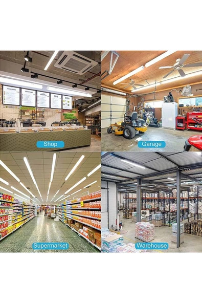 fullreyon 5 Adet 120 Cm 80 Watt 6500 Kelvin Beyaz Işık 3 Sıra Ledl Kristal Bant Armatür Fabrika Tavan Armatürü - Resim 3