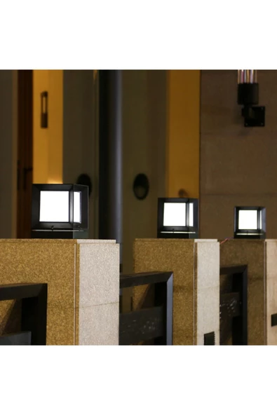 AGS PLASTİK 10 Adet Kare Küp Bahçe Aydınlatma Armatürü - Set Üstü Aplik - Siyah