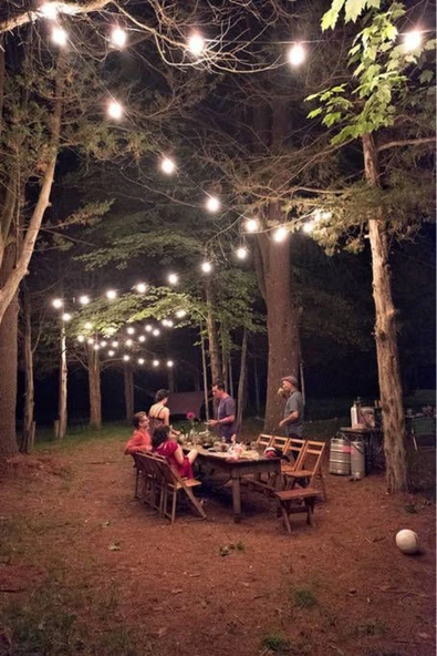 fullreyon 10 Metre, 20 Duylu 20 Adet 10 Watt Beyaz Işık Ampullü Düğün Kına Eğlence Bahçe Aydınlatma Organizeri - Resim 5