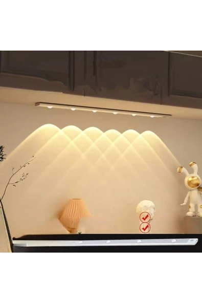 fullreyon Sensörlü, Şarjlı, 120 Cm, 3 Işık Renkli, Alüminyum Kasa, Işık Desenli, Çok Amaçlı Modern Led Aplik - 5