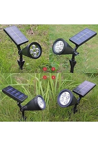 fullreyon 4 Adet, 7 Watt AMBER IŞIK Kaliteli Solar Armatür, Güneş Enerjili Çim, Çiçek, Ağaç, Bahçe Armatürü - 3
