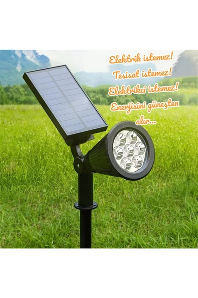 fullreyon 4 Adet, 7 Watt AMBER IŞIK Kaliteli Solar Armatür, Güneş Enerjili Çim, Çiçek, Ağaç, Bahçe Armatürü - 6