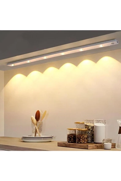 fullreyon Sensörlü, Şarjlı, 120 Cm, 3 Işık Renkli, Alüminyum Kasa, Işık Desenli, Çok Amaçlı Modern Led Aplik - 4