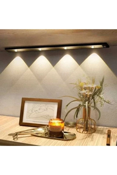 fullreyon 3 Adet 60 cm Sensörlü, Sensörsüz Kullanılabilir Usb Şarjlı Taşınabilir Mutfak, Dolap, Gece Lambası - 2