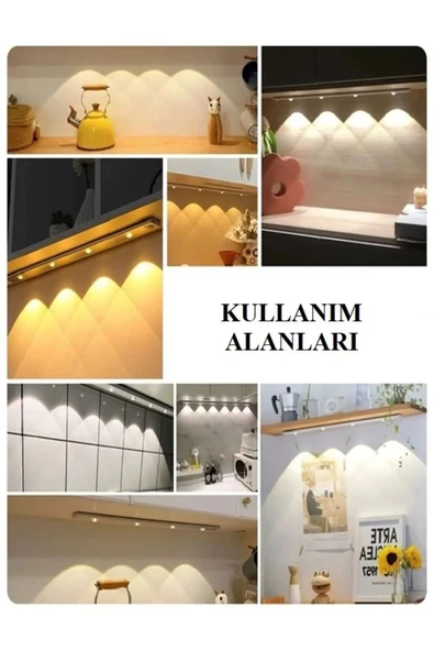 fullreyon 2 Adet 60 cm Hareket Sensörlü, Sensörsüz Kullanılabilir Usb Şarjlı Modern Mutfak, Dolap Gece Lambası - 6