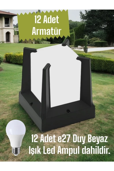 fullreyon 12 Adet Beyaz Işık Ampul Dahil E27 Duy Bahçe Duvar Armatürü, Modern Tasarım Dekoratif Set Üstü Aplik