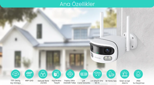 +360 Botslab Smart W302 Outdoor Kamera 3K / Çift Yönlü Ses / 170 Derece / Akıllı İnsan Takibi - Resim 3