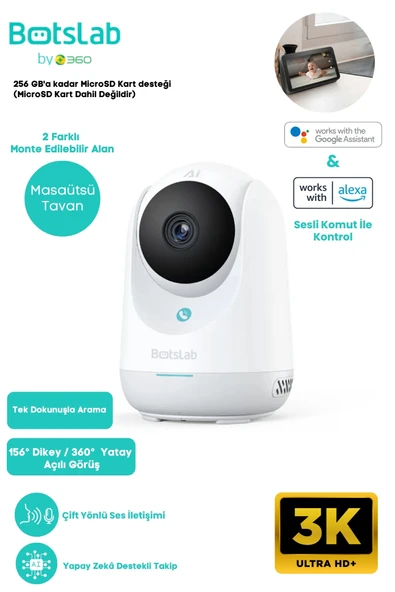 +360 Botslab 2C Pro Smart Camera - 3K / Tek Tuşla Sesli Arama / 360 Akıllı Güvenlik Kamerası - C222 ürün görseli