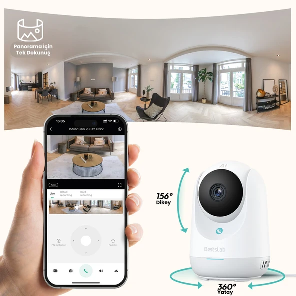 +360 Botslab 2C Pro Smart Camera - 3K / Tek Tuşla Sesli Arama / 360 Akıllı Güvenlik Kamerası - C222 - Resim 3