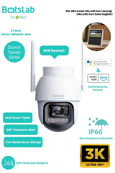 +360 Botslab Smart W311 Outdoor Kamera 3K / Çift Yönlü Ses / Akıllı İnsan Takibi ürün görseli