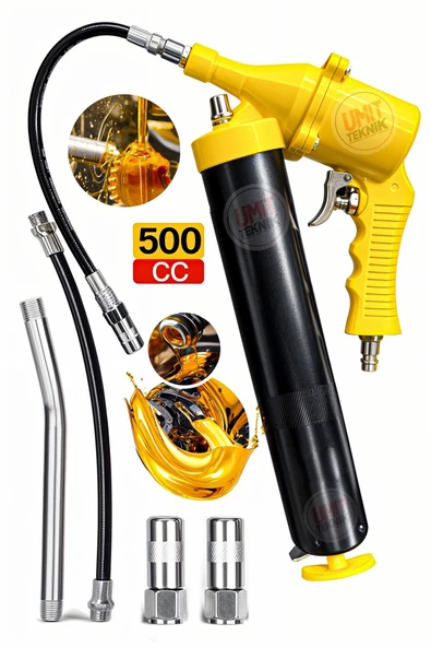 Havalı  Hızlı Premium Yüksek Kalite Gres Yağ tabancası 500cc Büyük Boy Hortum Ve Gres Ucu - 1