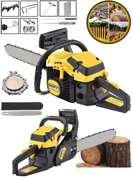 Eisenn Dcm Series Turbo Benzinli Motorlu Testere 52 Cc Hızar Ağaç Odun Kesim Makinası 55 Cm Pala - Resim 3