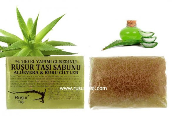 RUŞUR TAŞI SABUNU ALOEVERA ÖZLÜ LİFLİ 100 EL YAPIMI