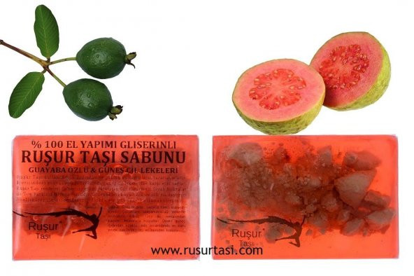 RUŞUR TAŞI SABUNU GUAYABA ÖZLÜ 100 EL YAPIMI