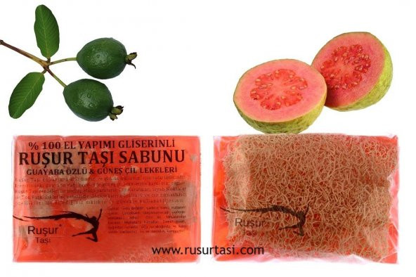 RUŞUR TAŞI SABUNU GUAYABA ÖZLÜ LİFLİ  100 EL YAPIMI