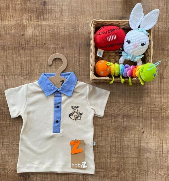 Babyz erkek çocuk krem lakost yaka tshirt - 2