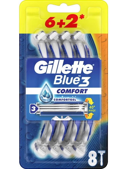 Gillette Blue3 Comfort Kullan At Tıraş Bıçağı (6+2) Toplam 8 Adet (Avantaj Pk)