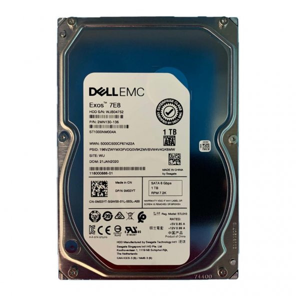 Dell M33YT 1TB SATA 7.2K 6GBPS 3.5" Drive ST1000NM004A
