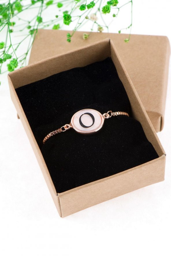 Soobepark Harf Bileklik O Harfi Asansörlü Ayarlanabilir Rose Gold Renk - 3