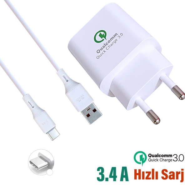 Tecno Spark 20 Şarj Aleti Type-C Kablo 3.4A HIZLI - 3